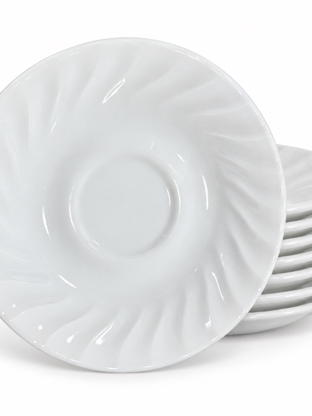 Corelle Enhancements White Swirl Saucers Set of 7